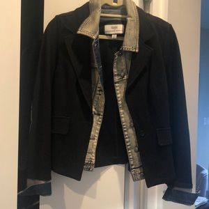 Katherine Barclay black blazer with denim details